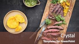  Presentation with wagyu - Cool new PPT theme with green charcoal - barbecue dry aged wagyu flank backdrop and a tawny brown colored foreground