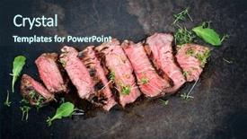  Presentation with wagyu - PPT theme having green charcoal - barbecue wagyu point steak slices background and a tawny brown colored foreground