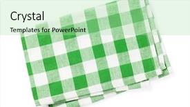  Presentation with kitchen towel - Slide deck featuring green check - kitchen towel isolated on white background and a mint green colored foreground