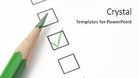  Presentation with survey - Presentation having green check box on survey background and a white colored foreground