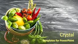  Presentation with fresh fruits vegetables heart - Audience pleasing slides consisting of green chili paper - fresh vegetables and herbs backdrop and a tawny brown colored foreground