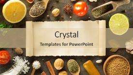  Presentation with herbs - Cool new slides with green chili paper - herbs and spices at table backdrop and a  colored foreground