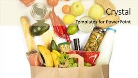  Presentation with paper bag - Slide set consisting of green chili paper - lot of products in shopping background and a blonde colored foreground