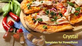  Presentation with pizza - Audience pleasing slide deck consisting of green chili paper - tasty pizza with vegetables backdrop and a  colored foreground