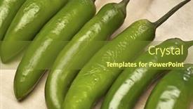  Presentation with peppers - Theme featuring green-chili-peppers-in-row background and a tawny brown colored foreground