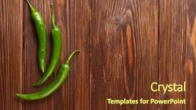  Presentation with pepper - PPT theme consisting of green chili peppers on wooden background and a tawny brown colored foreground