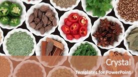  Presentation with porcelain - Cool new theme with green chilli - spice and herb selection backdrop and a coral colored foreground