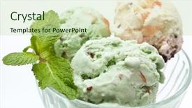  Presentation with chilli - Cool new PPT theme with green chilli - three scoops of ice cream backdrop and a mint green colored foreground