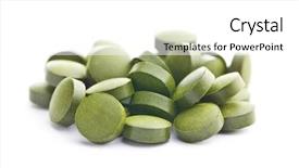  Presentation with chlorella - Slide set having green chlorella pills or green background and a white colored foreground