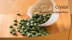  Presentation with chlorella - Presentation theme enhanced with green chlorella pills or green background and a yellow colored foreground