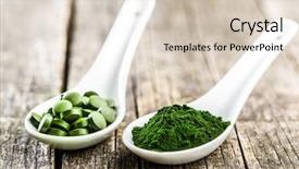  Presentation with spoon - Amazing presentation theme having green chlorella pills or green backdrop and a lemonade colored foreground