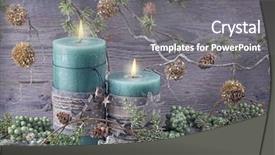  Presentation with candy cane christmas - Presentation consisting of green christmas candles and decoration background and a gray colored foreground