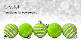  Presentation with green star - Cool new presentation theme with green christmas decoration balls backdrop and a light gray colored foreground