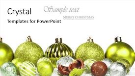  Presentation with green - Audience pleasing PPT theme consisting of green christmas decorations and chocolates backdrop and a white colored foreground