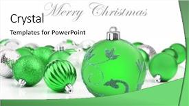  Presentation with green star - Colorful PPT theme enhanced with green christmas decorations backdrop and a white colored foreground