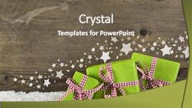  Presentation with certificate - Cool new presentation theme with green christmas presents on wooden backdrop and a tawny brown colored foreground