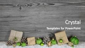  Presentation with christmas presents - Beautiful slide set featuring green christmas presents wrapped backdrop and a gray colored foreground