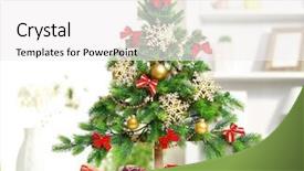  Presentation with christmas presents - Cool new PPT theme with green christmas tree and presents backdrop and a  colored foreground