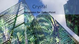  Presentation with green city - Presentation theme featuring green-city-double-exposure background and a teal colored foreground