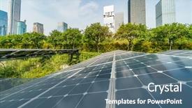  Presentation with future city - Slide set with green city of the future background and a ocean colored foreground