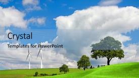  Presentation with springtime - Cool new presentation theme with green clean - springtime landscape backdrop and a light blue colored foreground