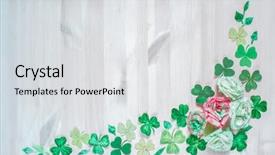  Presentation with scrapbooking - Presentation theme featuring green clover leafs border - scrapbooking frame of cut paper background and a light gray colored foreground