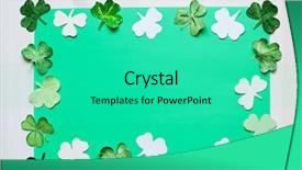  Presentation with frame - PPT theme featuring green clover leafs border - shamrock frame for patrick day background and a  colored foreground