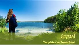  Presentation with green lake - Slide set having green coast of a crystal background and a tawny brown colored foreground