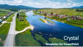  Presentation with asphalt road - Amazing presentation having green coasts and asphalt road backdrop and a ocean colored foreground