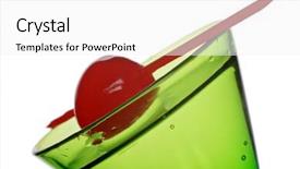  Presentation with green red bank - Slide deck enhanced with green cocktail with red cherry background and a  colored foreground