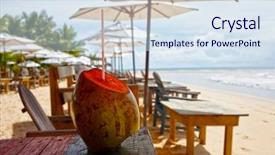 Presentation with green coconut - Beautiful theme featuring green coconut on the beachside backdrop and a  colored foreground
