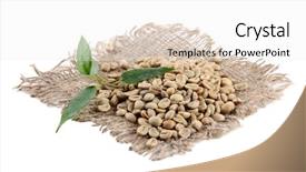  Presentation with green coffee beans - Slide set enhanced with table appointments and tablet photo background and a coral colored foreground