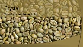  Presentation with green coffee - PPT theme featuring green coffee beans background background and a gold colored foreground
