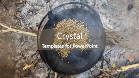  Presentation with green coffee - Presentation theme enhanced with green-coffee-beans-being-roasted background and a coral colored foreground