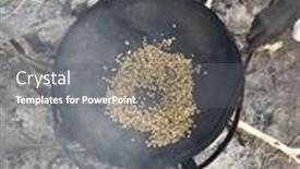  Presentation with green coffee - Presentation design with green-coffee-beans-being-roasted background and a gray colored foreground