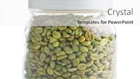  Presentation with green coffee beans - Presentation theme consisting of green coffee beans in jar on white background background and a white colored foreground