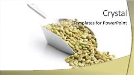  Presentation with green coffee beans - Amazing PPT layouts having green coffee beans in metal backdrop and a white colored foreground