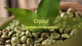  Presentation with coffee beans - PPT theme having green coffee beans in wooden background and a tawny brown colored foreground