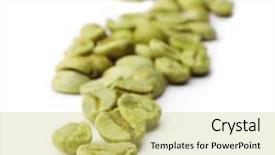  Presentation with green coffee - Amazing slide set having green coffee beans isolated backdrop and a  colored foreground