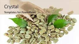  Presentation with green coffee - Beautiful theme featuring green coffee beans on white backdrop and a coral colored foreground