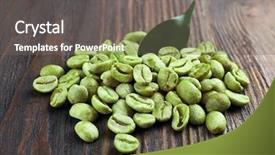 Presentation with green coffee beans - Slides having green coffee beans with leaf background and a gray colored foreground