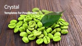  Presentation with green coffee beans - Theme with green coffee beans with leaf background and a violet colored foreground