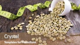  Presentation with green coffee - Audience pleasing theme consisting of green coffee beans backdrop and a coral colored foreground