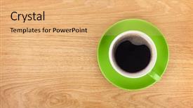  Presentation with green office - Slide deck having green coffee cup on office background and a coral colored foreground