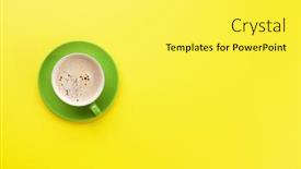  Presentation with green coffee - Slide set featuring green-coffee-cup-over-yellow background and a yellow colored foreground