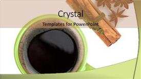  Presentation with green coffee - Slide set enhanced with green coffee cup with cinnamon background and a coral colored foreground