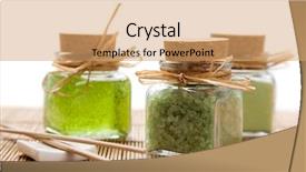  Presentation with green color - PPT theme having green color bath salt and liquid soap background and a coral colored foreground