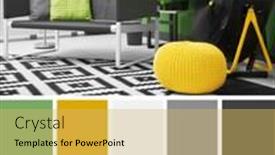  Presentation with modern color - Slides consisting of green color in modern interior design background and a yellow colored foreground