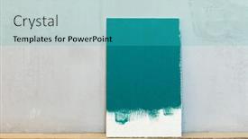  Presentation with renovation - Presentation design having green-color-sampler-at-blank background and a teal colored foreground