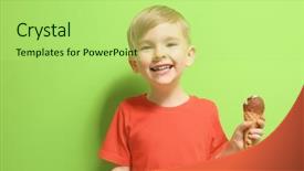  Presentation with ice cream food truck - Audience pleasing slide deck consisting of green coloured - cute little boy eating ice backdrop and a mint green colored foreground